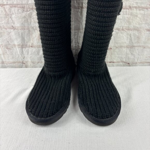 UGG Women's 10 Black Cardy Tall Sweater Knit Wool Blend Boots - Picture 6 of 12